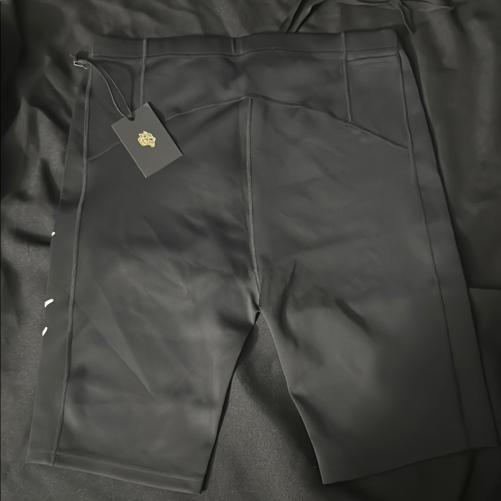 Darc Sport Black Spandex Shorts with White Wolf Design - Picture 2 of 2